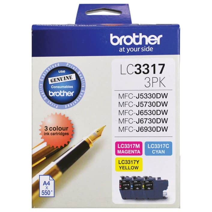 Brother LC-3317 Genuine Colour Ink Cartridge 3 Pack - Inkwell ...